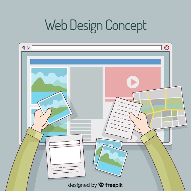 Free vector modern hand drawn web design concept