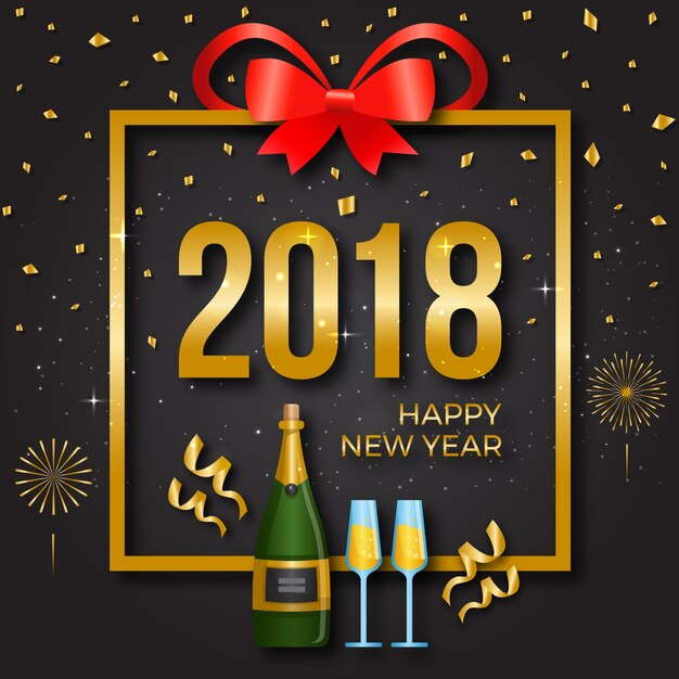 Modern Happy New Year 2018 Celebration Card