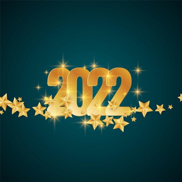 Modern Happy new year 2022 sparkling stars background vector