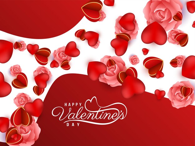 Modern Happy Valentines day celebration background with hearts vector