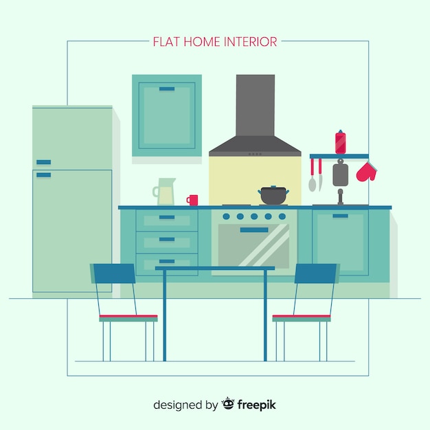 Free Vector modern home interior decoration with flat design