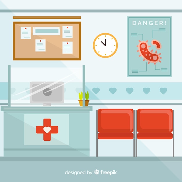 Modern hospital reception composition