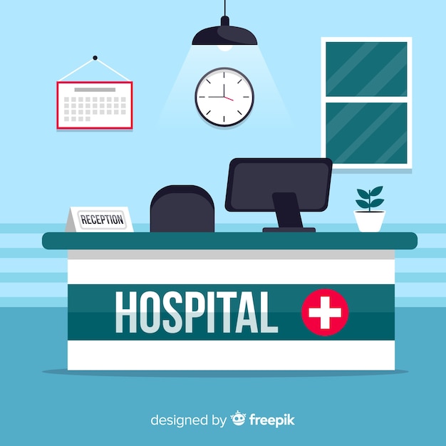 Modern hospital reception with flat design