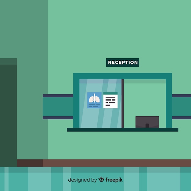 Modern hospital reception with flat design