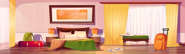 Free vector modern hotel bedroom interior