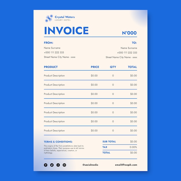 Modern hotel invoice