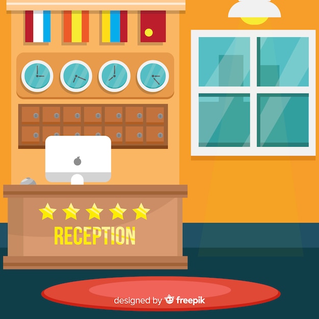 Modern hotel reception with flat design