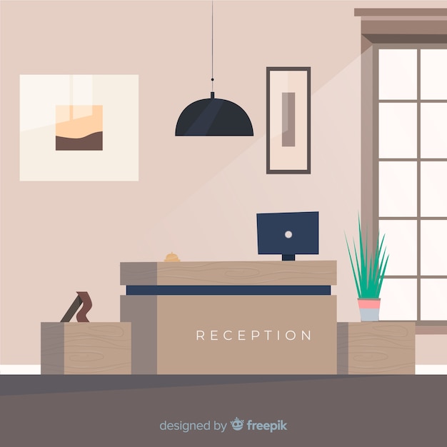 Modern hotel reception with flat design