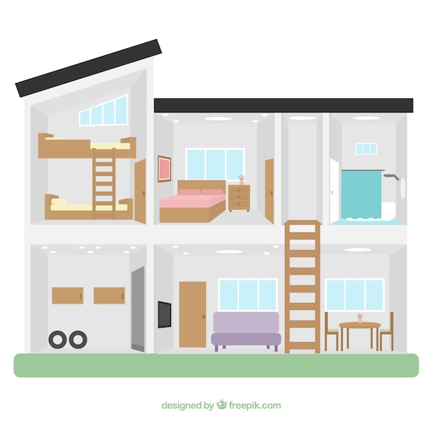 Free Vector modern house interior in flat design