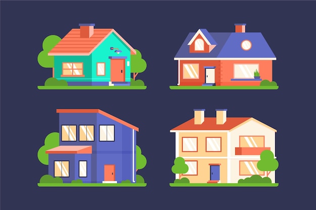 Free Vector modern houses illustrated pack