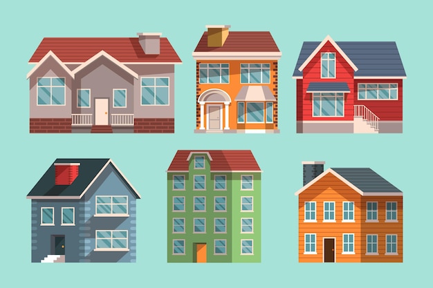 Free Vector modern houses illustrated set