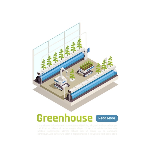 Free Vector modern hydroponic greenhouse gardening isometric illustration