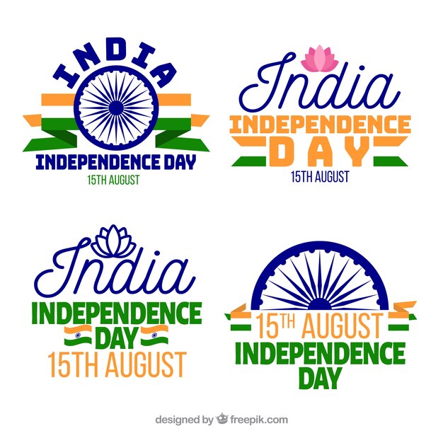 Modern india independence day labels