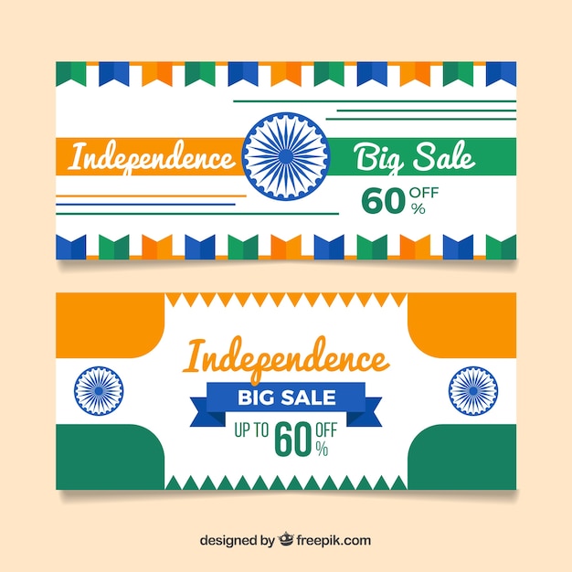 Free Vector modern indian independence day banners