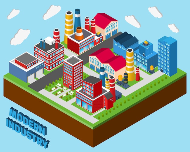 Modern industry in isometric design