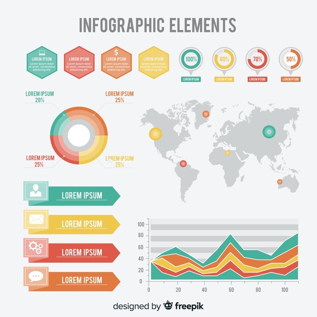 Modern infographic element collection with flat design