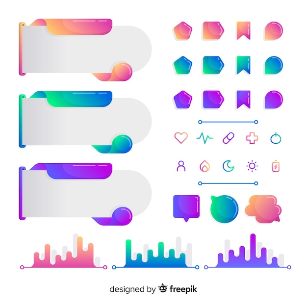 Modern infographic element collection with gradient style