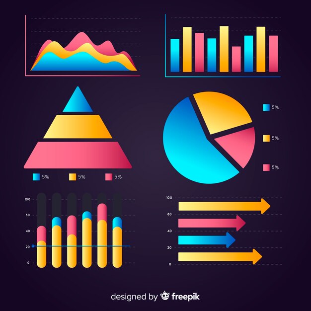 Modern infographic element collection with gradient style