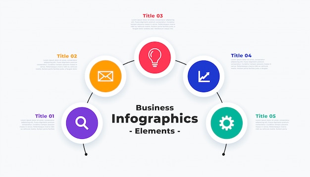 Modern infographic template with five steps or points