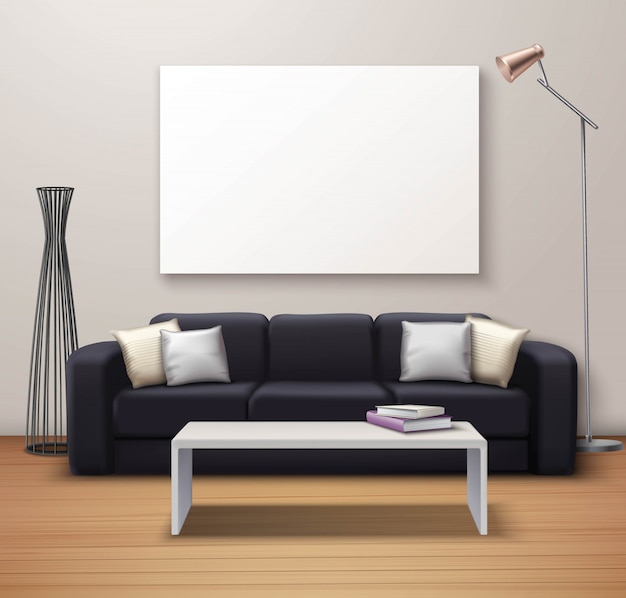 Free Vector modern interior mockup realistic poster