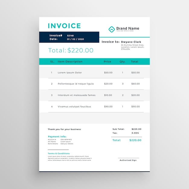 Free Vector modern invoice template design for your business