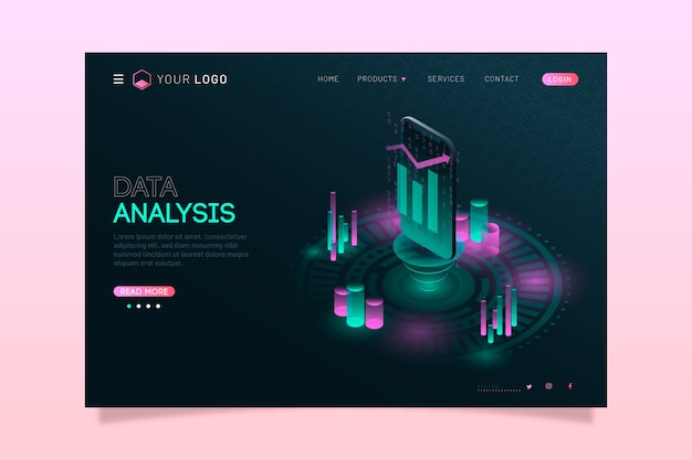 Free Vector modern isometric technology landing page