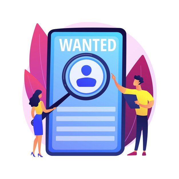 Modern job search. Staff hiring, online recruitment, freelance profession. Applicant studying help wanted poster. Freelancer looking for orders.  