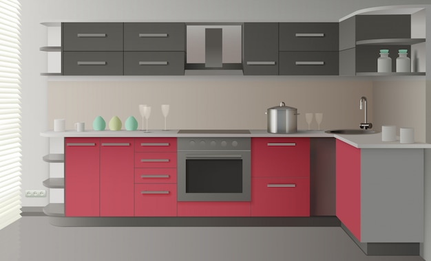 Free Vector modern kitchen interior