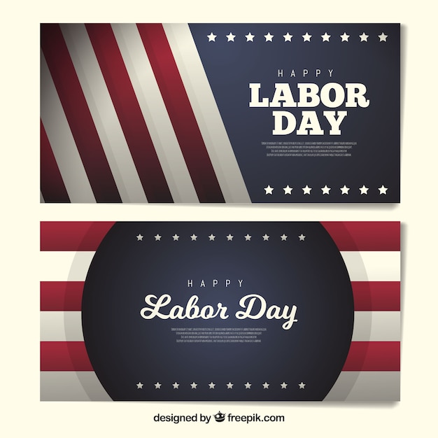 Free vector modern labor day banners with flat design