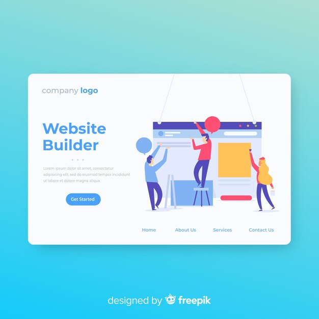 Modern landing page template in flat design