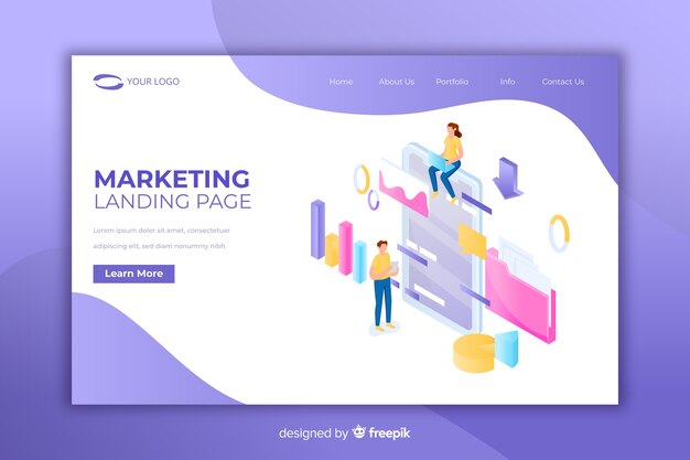 Modern landing page with marketing concept