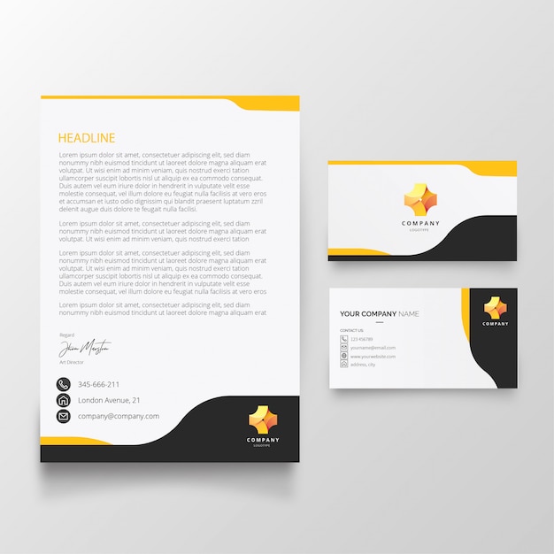 Modern letterhead and business card template