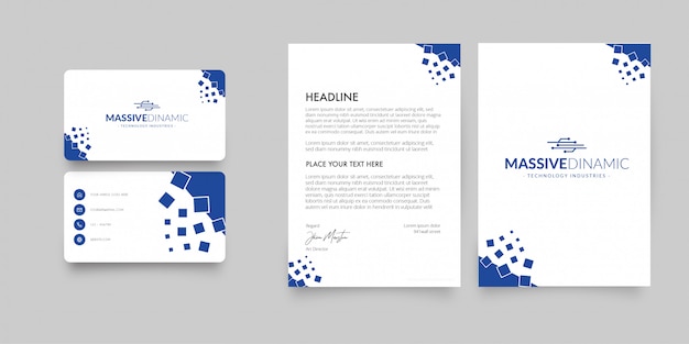 Modern Letterhead and Business Card with Abstract Shapes