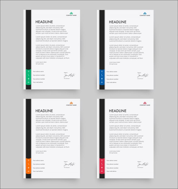 Modern Letterhead Template in Flat Style Pack