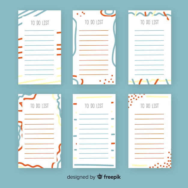 Free vector modern to do list collection with abstract style