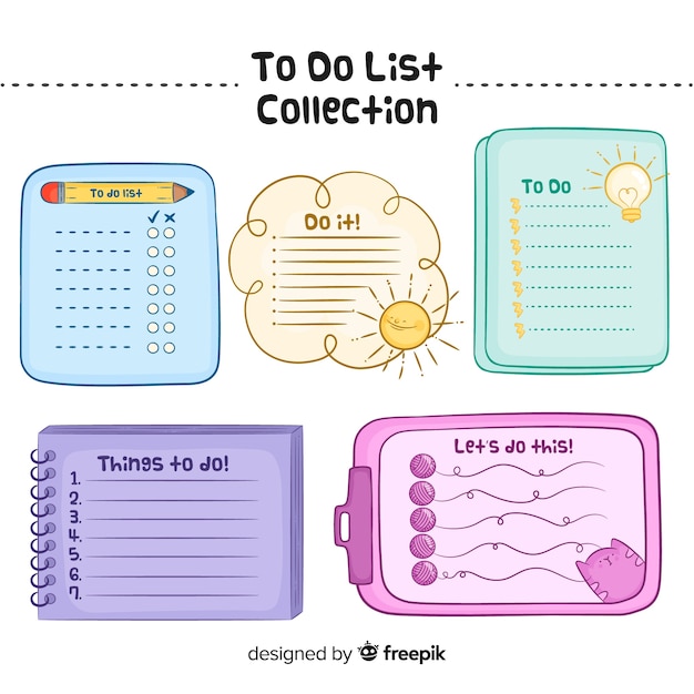 Free vector modern to do list collection with lovely style