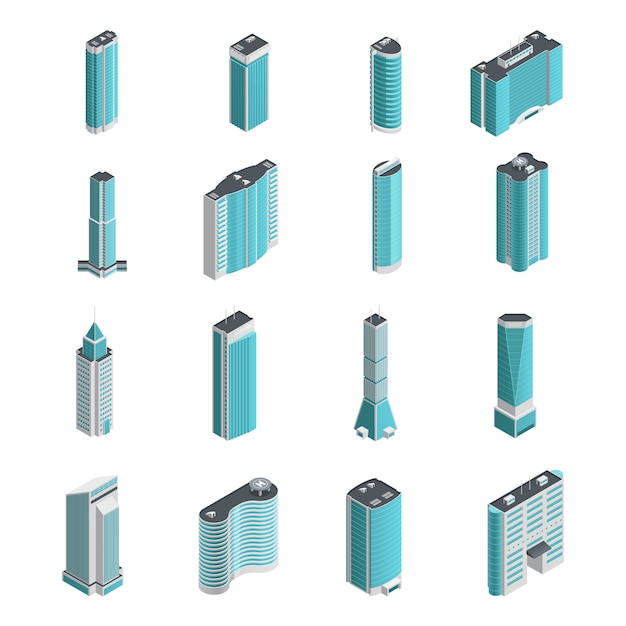 Free Vector modern many buildings and skyscrapers