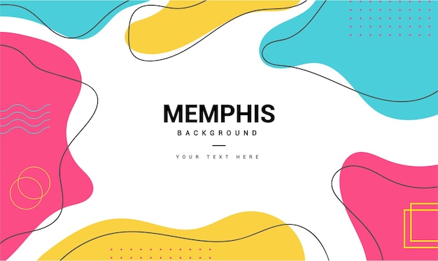 Modern Memphis Background with Minimal Memphis Style Shapes