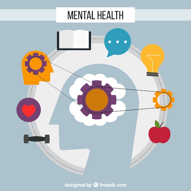 Free vector modern mental health concept with flat design