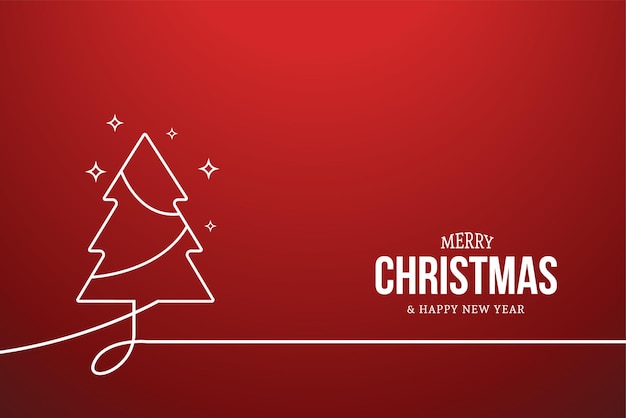 Free Vector modern merry christmas card background with christmas tree line