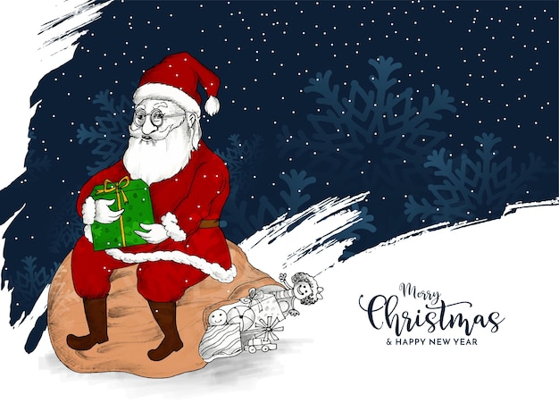 Free Vector modern merry christmas festival cultural background with santa claus