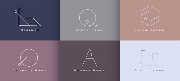 Free Vector modern minimal simple logo design set of six