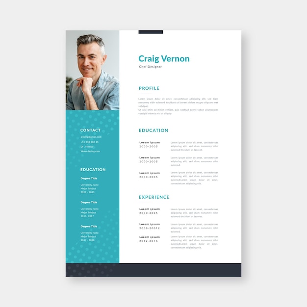 Free Vector modern minimalist cv template