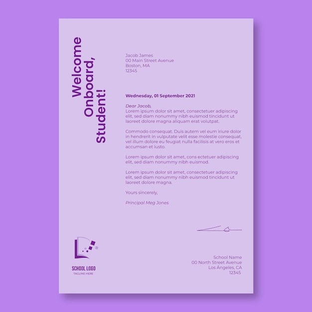 Free vector modern monocolor welcome new students education cover letter