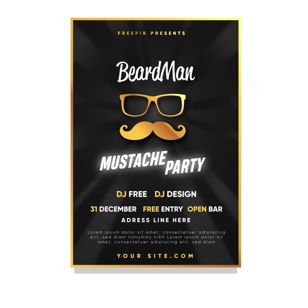 Modern movember party poster with flat design