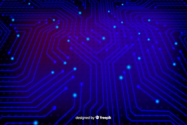 Modern neon circuit board background