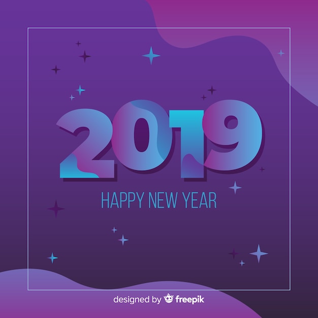 Modern new year 2019 composition with flat design