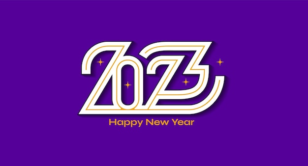 Modern new year 2023 design with violet color background. Monogram number 2023 for flyer, brochure, 