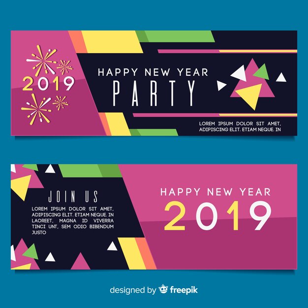 Modern new year party banners with abstract design