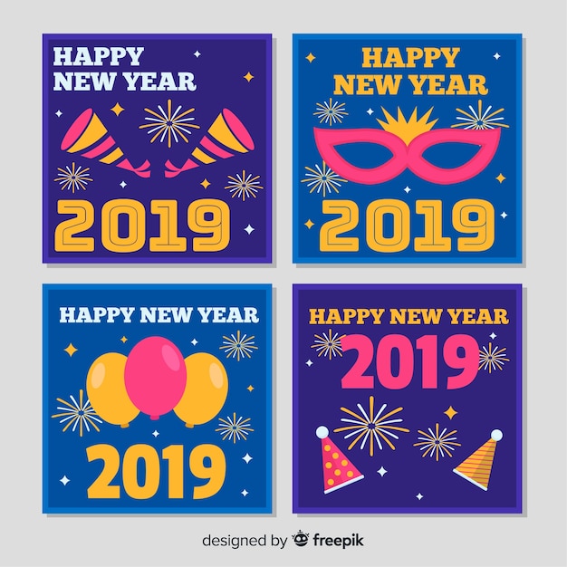 Modern new year party card collection